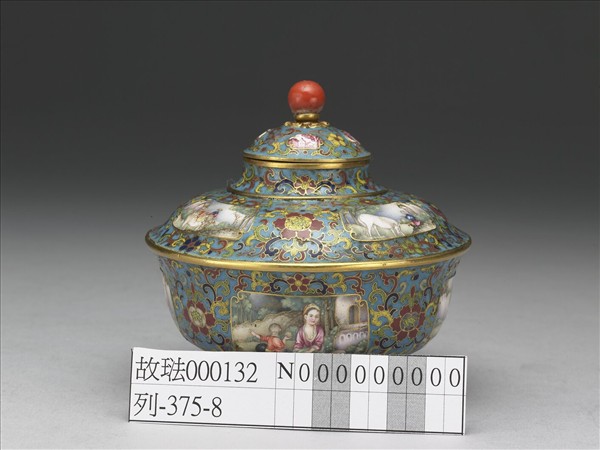 金胎掐絲兼畫琺瑯西洋人物圖蓋罐