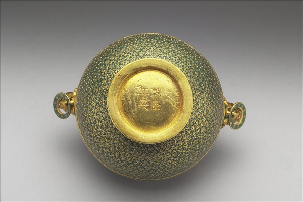 金胎掐絲琺瑯鳳耳豆