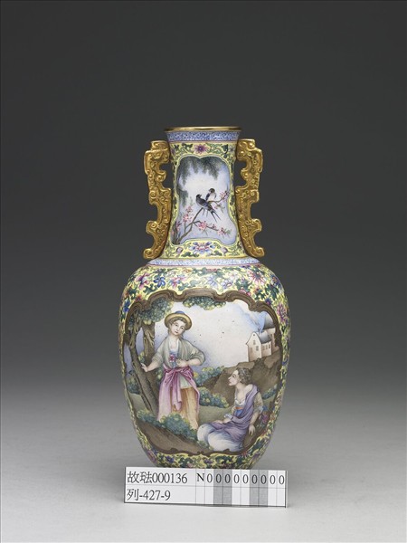 銅胎畫琺瑯西洋人物觀音瓶