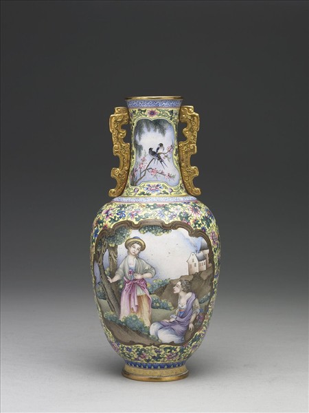 銅胎畫琺瑯西洋人物觀音瓶