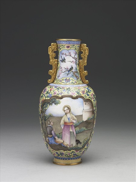 銅胎畫琺瑯西洋人物觀音瓶