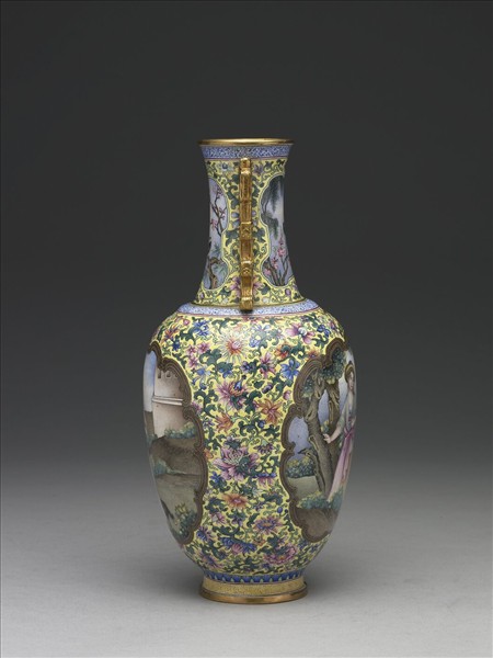 銅胎畫琺瑯西洋人物觀音瓶