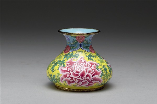 銅胎畫琺瑯石榴式瓶