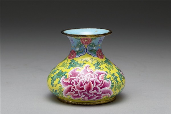 銅胎畫琺瑯石榴式瓶