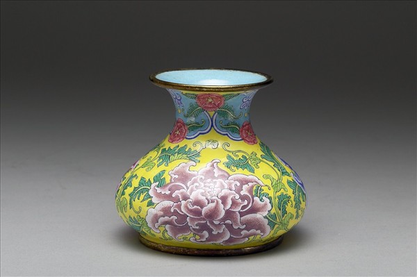 銅胎畫琺瑯石榴式瓶