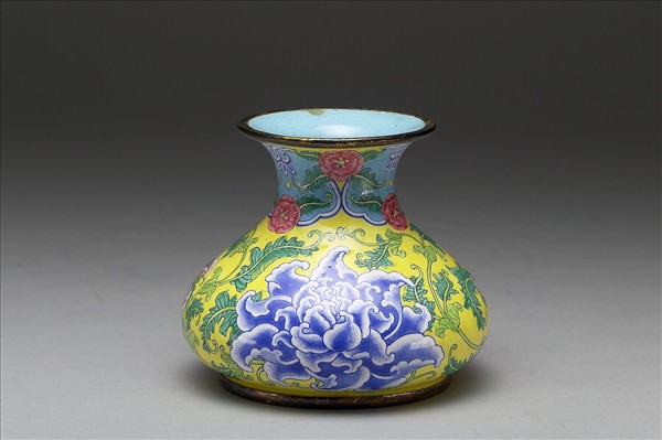 銅胎畫琺瑯石榴式瓶