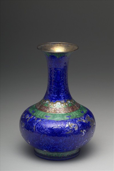 銀胎內填琺瑯長頸瓶