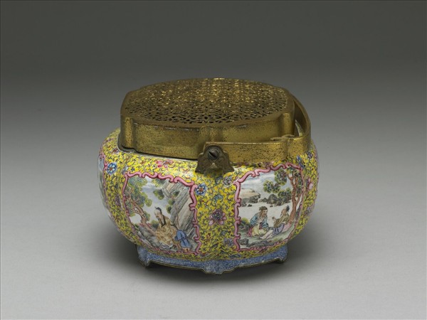 銅胎畫琺瑯瓜楞式手爐