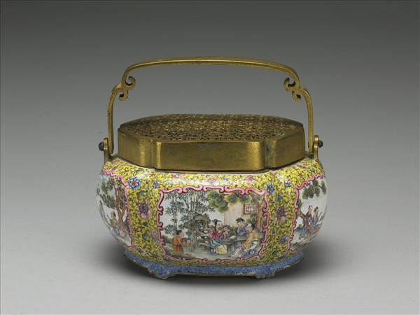 銅胎畫琺瑯瓜楞式手爐