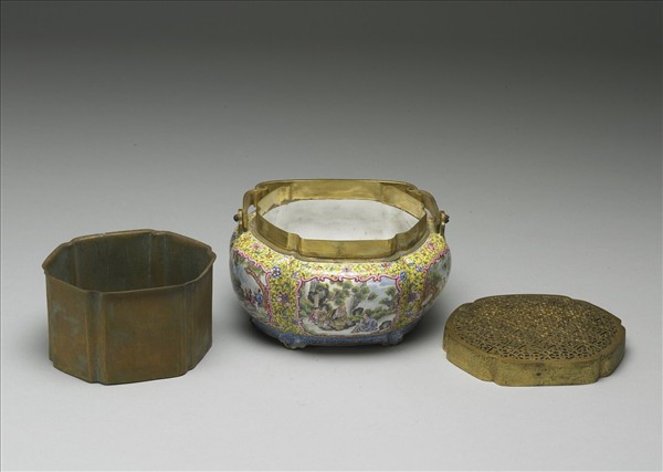 銅胎畫琺瑯瓜楞式手爐