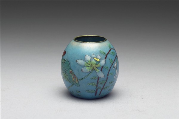 銅胎畫琺瑯荷花水盛