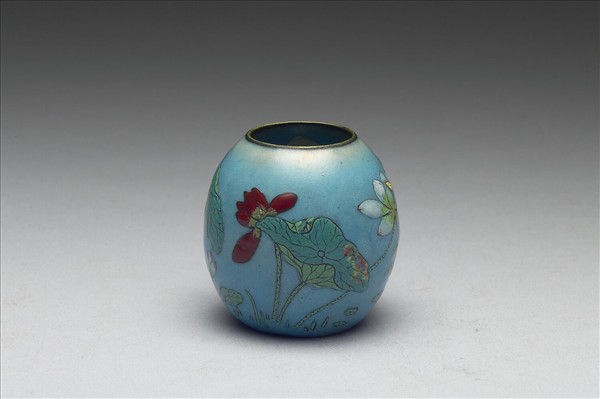 銅胎畫琺瑯荷花水盛