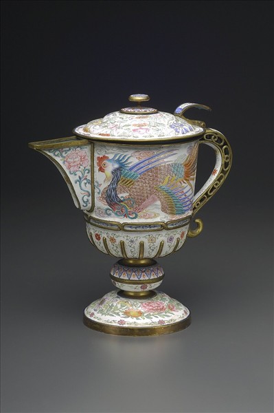 銅胎畫琺瑯鳳紋高足把杯