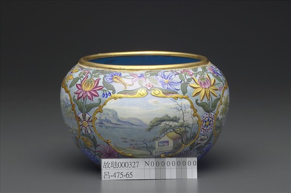 銅胎畫琺瑯山水人物圖鉢