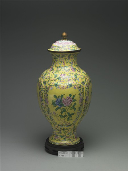 銅胎畫琺瑯海棠式蓋罐