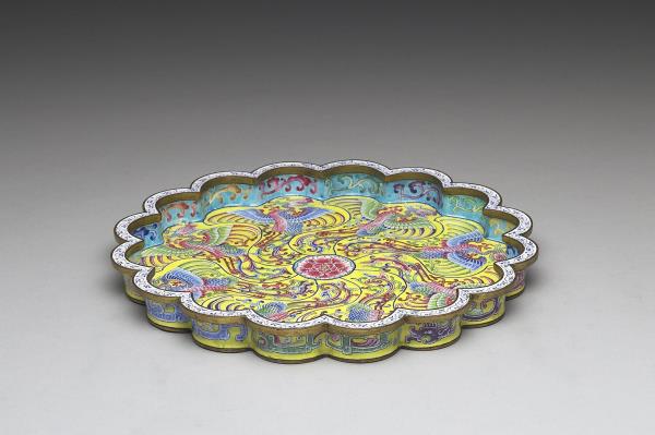 銅胎畫琺瑯鳳紋盤