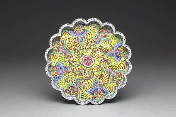 銅胎畫琺瑯鳳紋盤