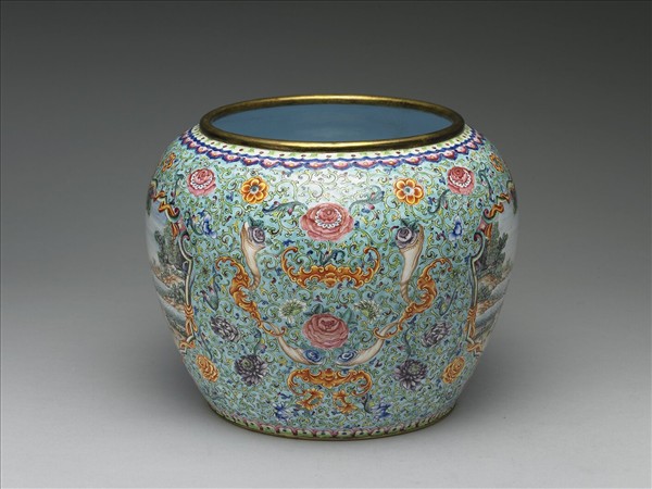 銅胎畫琺瑯缸