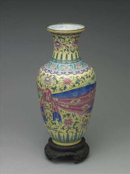 銅胎畫琺瑯包袱紋瓶