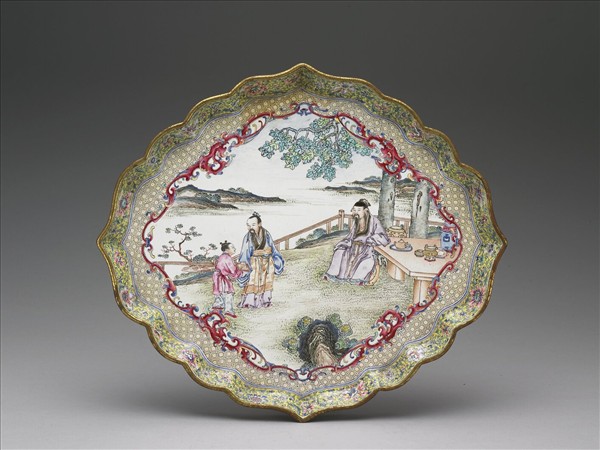 畫琺瑯五彩人物盤