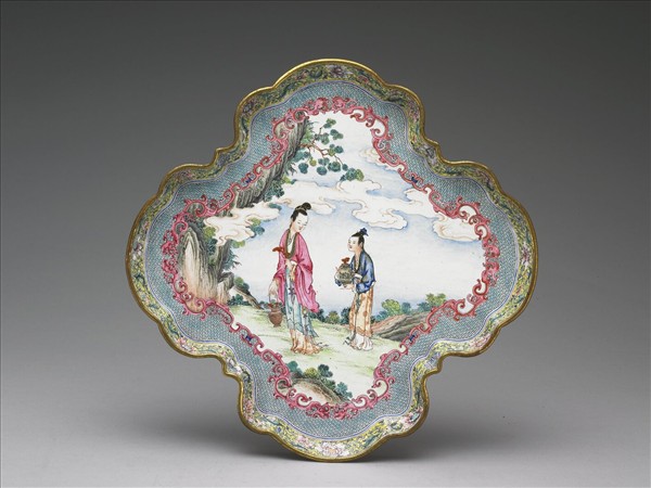 銅胎畫琺瑯花式茶盤