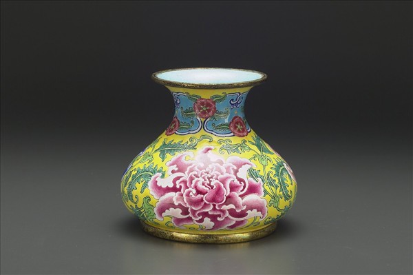 銅胎畫琺瑯石榴式瓶