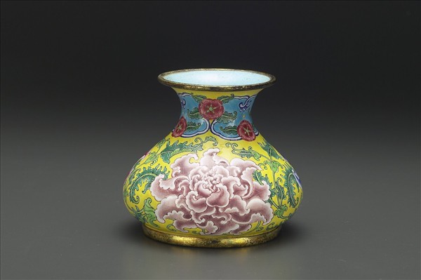 銅胎畫琺瑯石榴式瓶