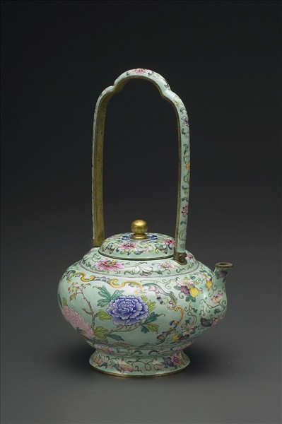銅胎畫琺瑯提梁壺