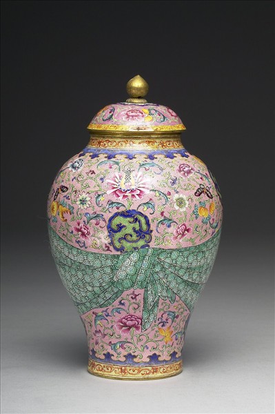 銅胎畫琺瑯包袱式圓罐