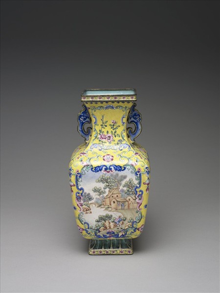 銅胎畫琺瑯方瓶