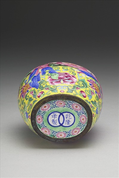 銅胎畫琺瑯包袱紋蓋罐