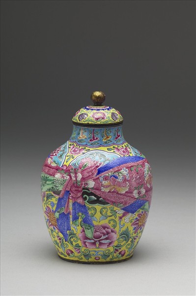 銅胎畫琺瑯包袱紋蓋罐