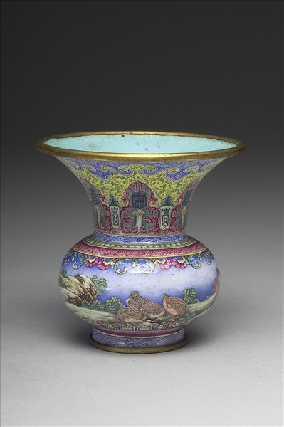 銅胎畫琺瑯渣斗