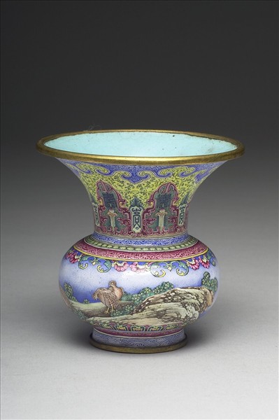 銅胎畫琺瑯渣斗