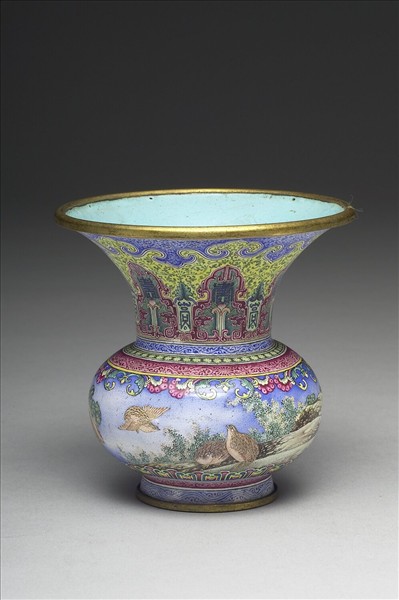 銅胎畫琺瑯渣斗