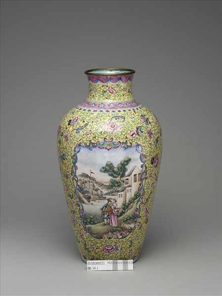 銅胎畫琺瑯花瓶