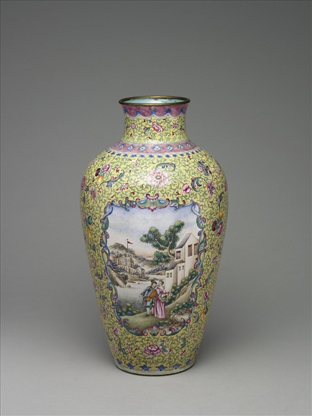 銅胎畫琺瑯花瓶