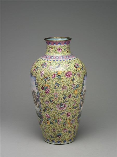 銅胎畫琺瑯花瓶