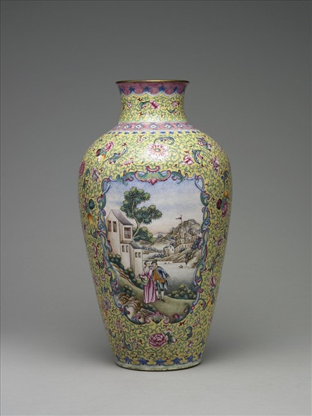 銅胎畫琺瑯花瓶