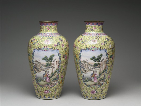 銅胎畫琺瑯花瓶