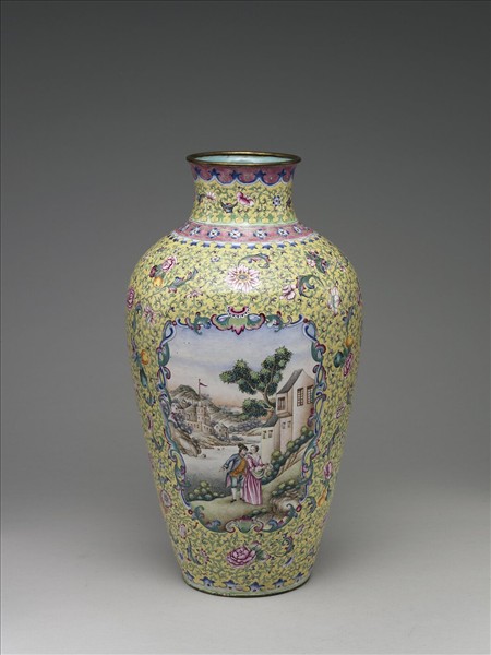 銅胎畫琺瑯花瓶