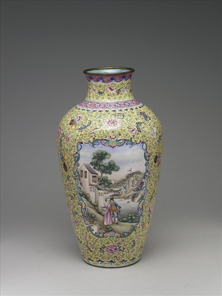 銅胎畫琺瑯花瓶