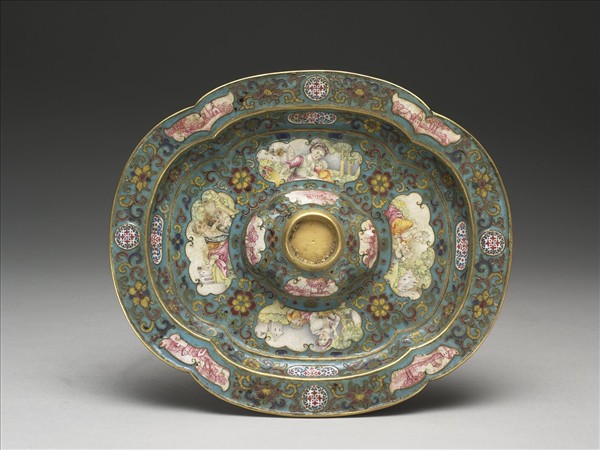 金胎掐絲琺瑯兼畫琺瑯盤