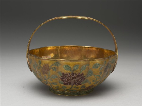 金胎內填琺瑯花籃