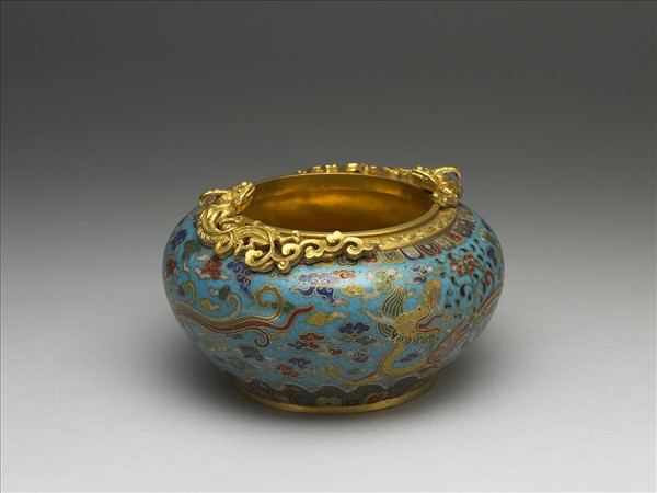 掐絲琺瑯摩竭紋雙喜鉢盂