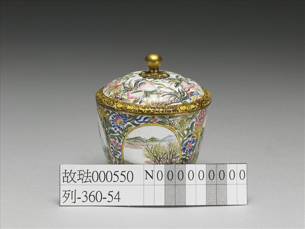 銅胎畫琺瑯山水花卉杯