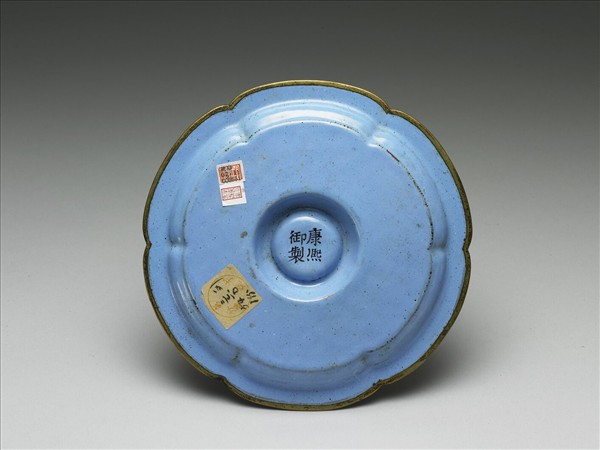 銅胎畫琺瑯山水花卉杯盤