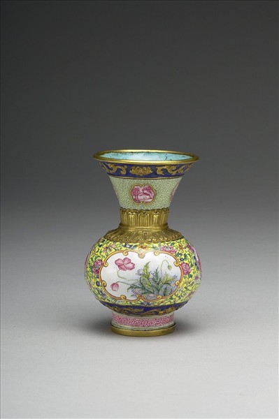 銅胎畫琺瑯撇口瓶