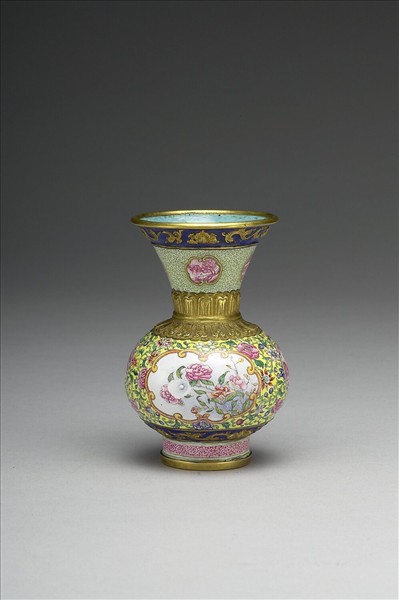 銅胎畫琺瑯撇口瓶