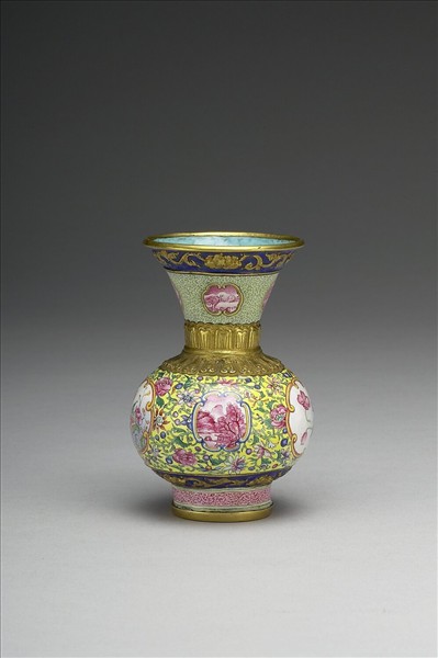 銅胎畫琺瑯撇口瓶